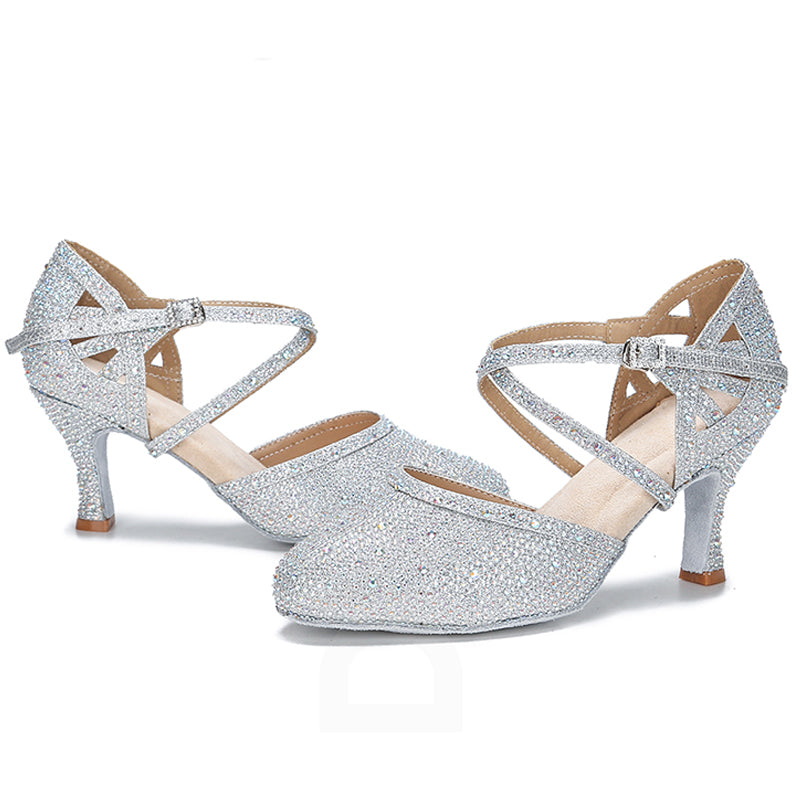 Women's Sparkling Glitter Customized Heels Ballroom Dance Shoes Modern Shoes