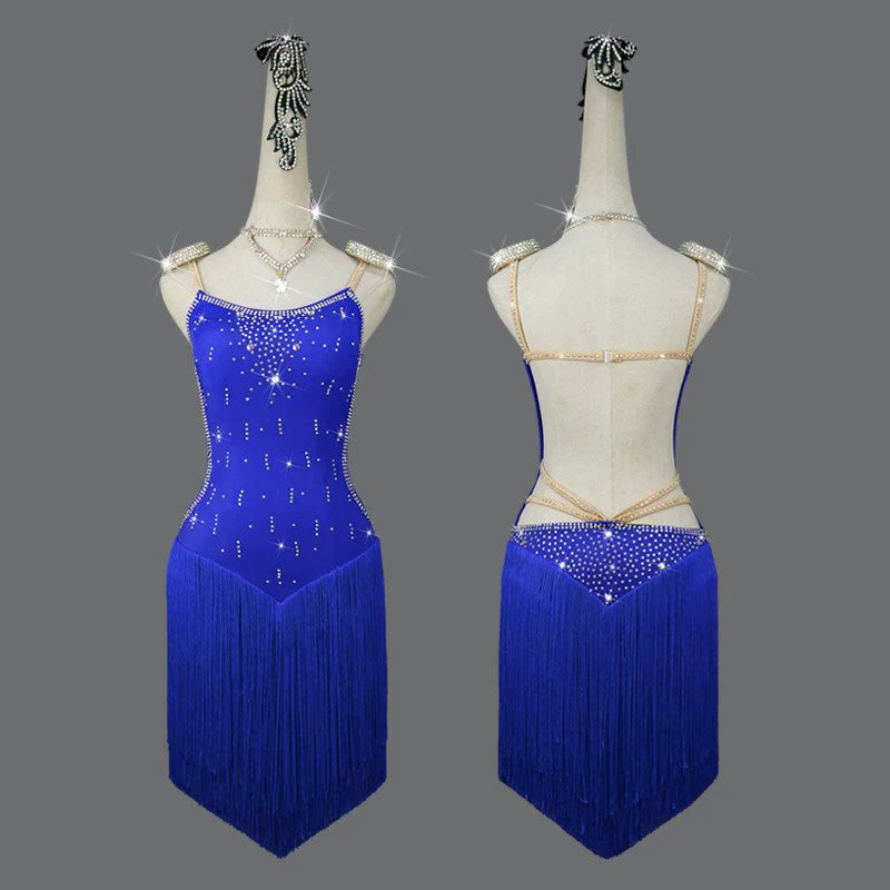 Customisable-Women's Tassel Latin Dance Dress Professional Dance Stage Performance Wear