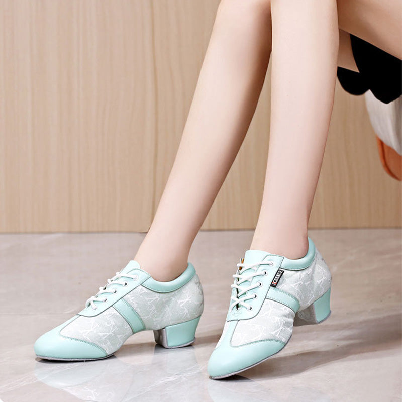 KCDANCE Women's Leatherette 3.5cm Heel With Lace-up Teaching & Practice Dance Shoes