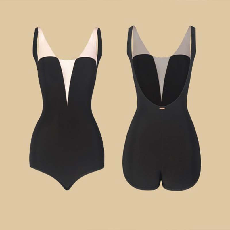 Z Women's Black V Neck Backless Latin Dance Tops Dance Wear Training Performance Bodysuits