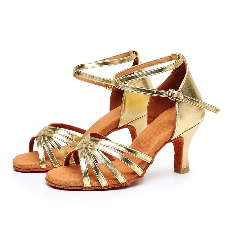 Women's Microfiber Leather 5.5cm/7.5cm Heel Strappy Latin Dance Shoes Ballroom Dance Shoes