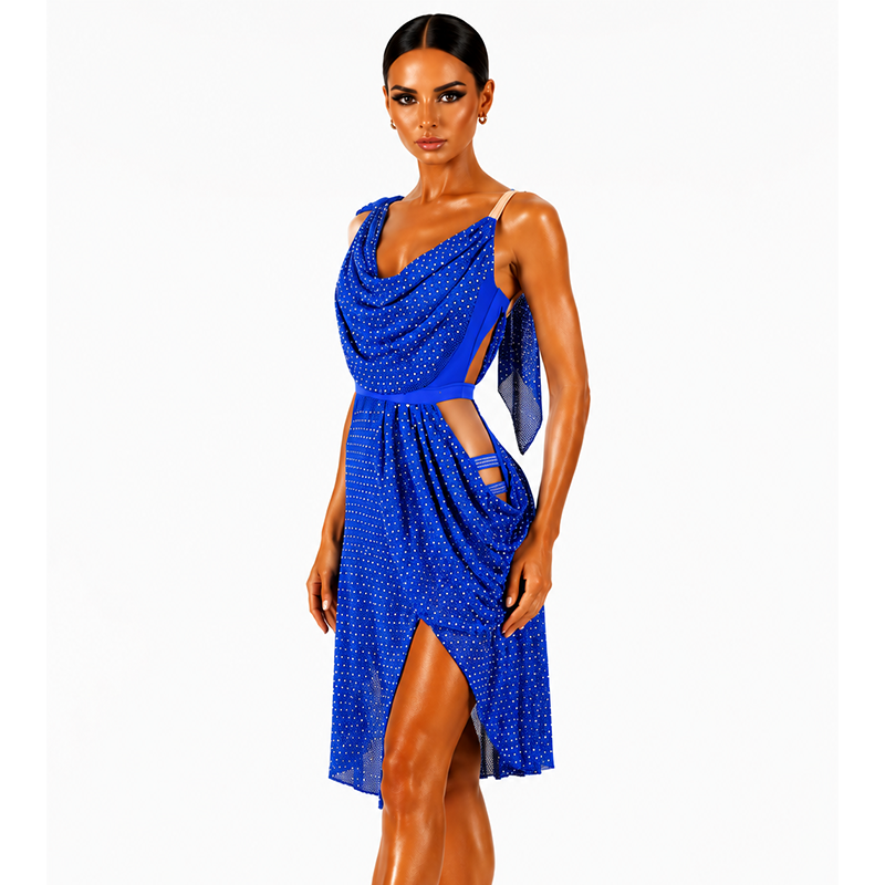 Customisable-Women's Ruffle Rhinestone DanceWear Dance Dress Performance Wear