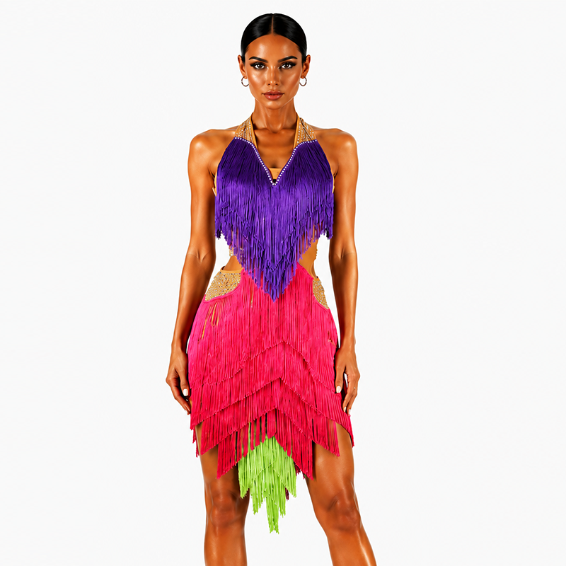 YZY Customisable-Women's Tassel DanceWear Dance Dress Performance Wear