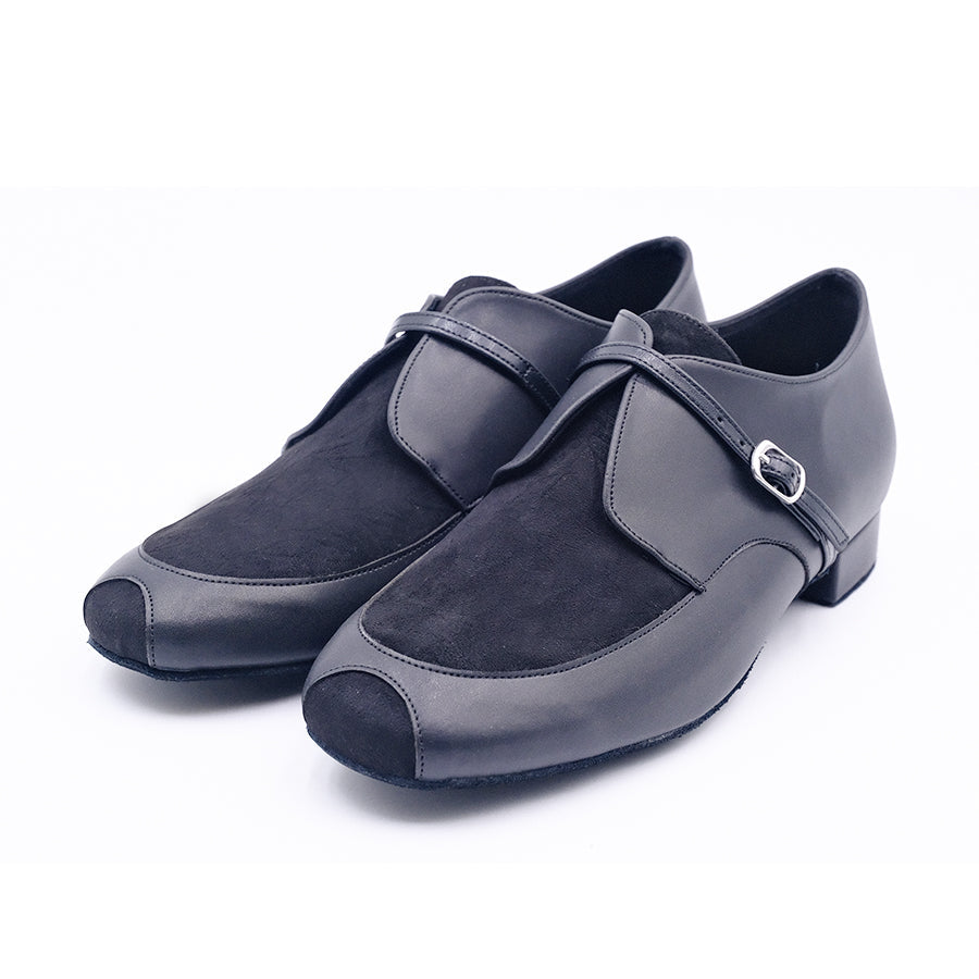 Men's 2cm Black Leatherette Heels Ballroom Dance Shoes