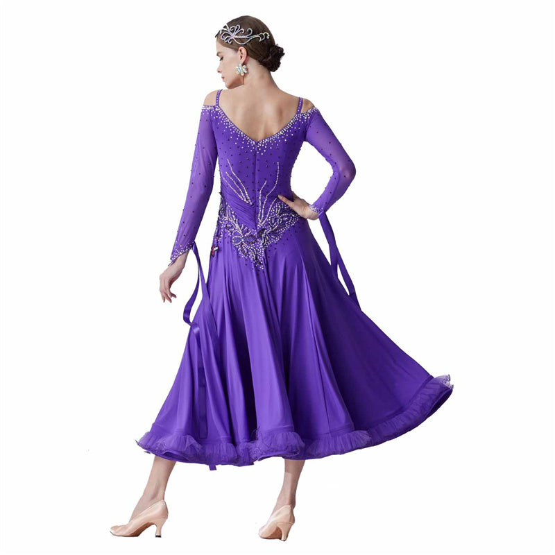 YUN Customisable-Women's Puple Diamonds Dance Costume Dress For Ballroom Dancing standard/Smooth Dress