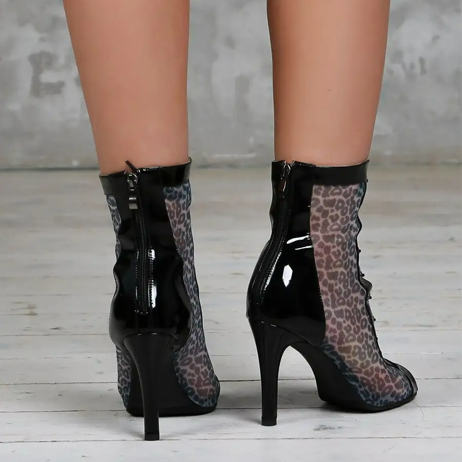 Women's Leopard 7.5cm/10cm Heel Leatherette Rubber Heels Dance Boots Jazz Street Sole Dance Shoes