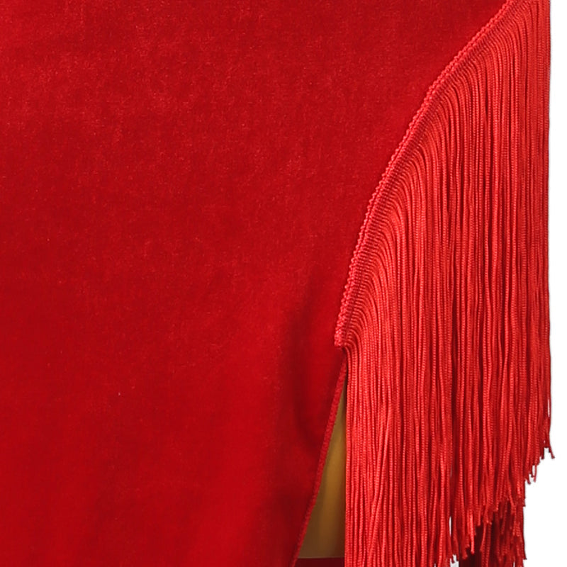 YZY Customisable-Women's Long Sleeve Red Tassel DanceWear Dance Dress Performance Wear