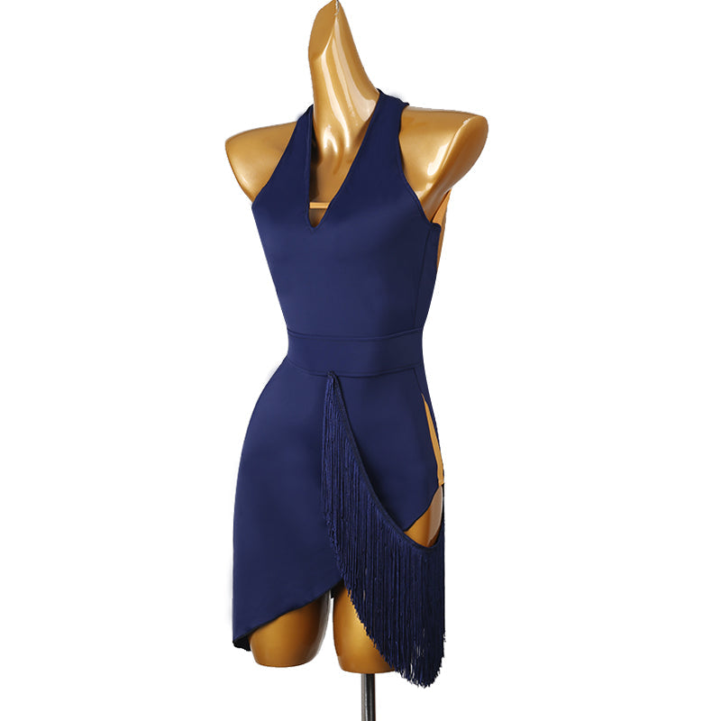 Customisable-Women's Navy Blue Tassel Dance Wear Dance Dress Performance Wear