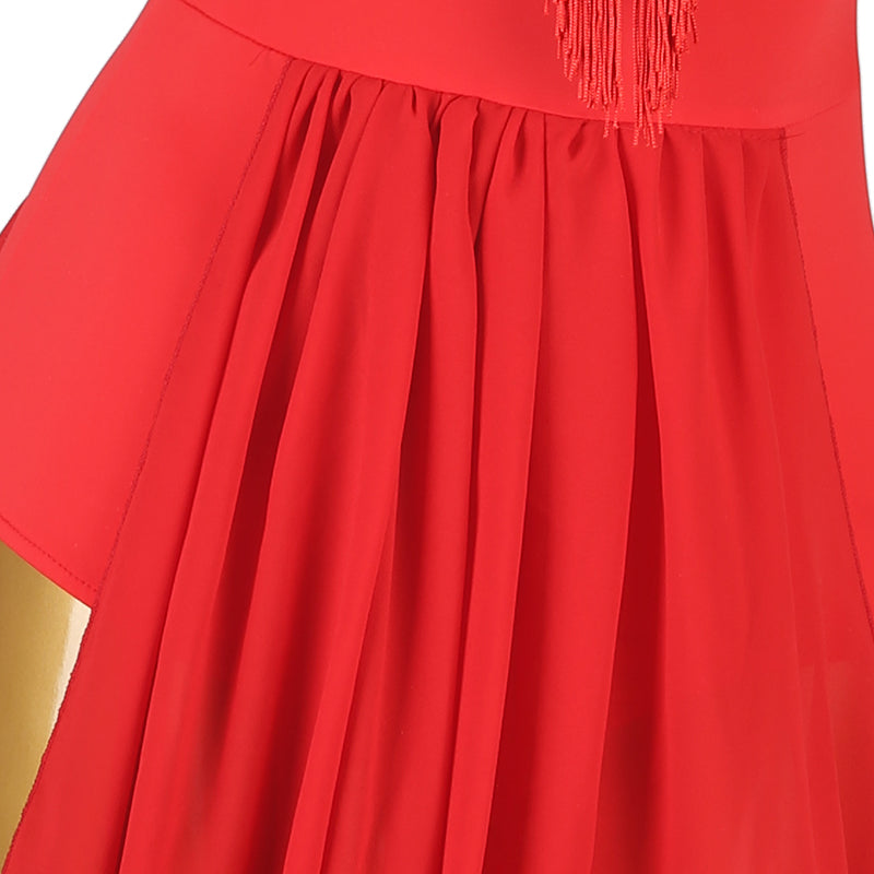 YZY Customisable-Women's Red Tassel DanceWear Dance Dress Performance Wear