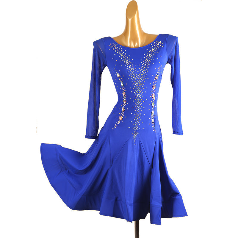 Customisable-Women's Navy Blue Round Neck Dance Wear Dance Dress Performance Wear