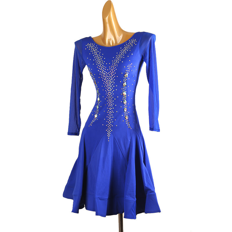Customisable-Women's Navy Blue Round Neck Dance Wear Dance Dress Performance Wear