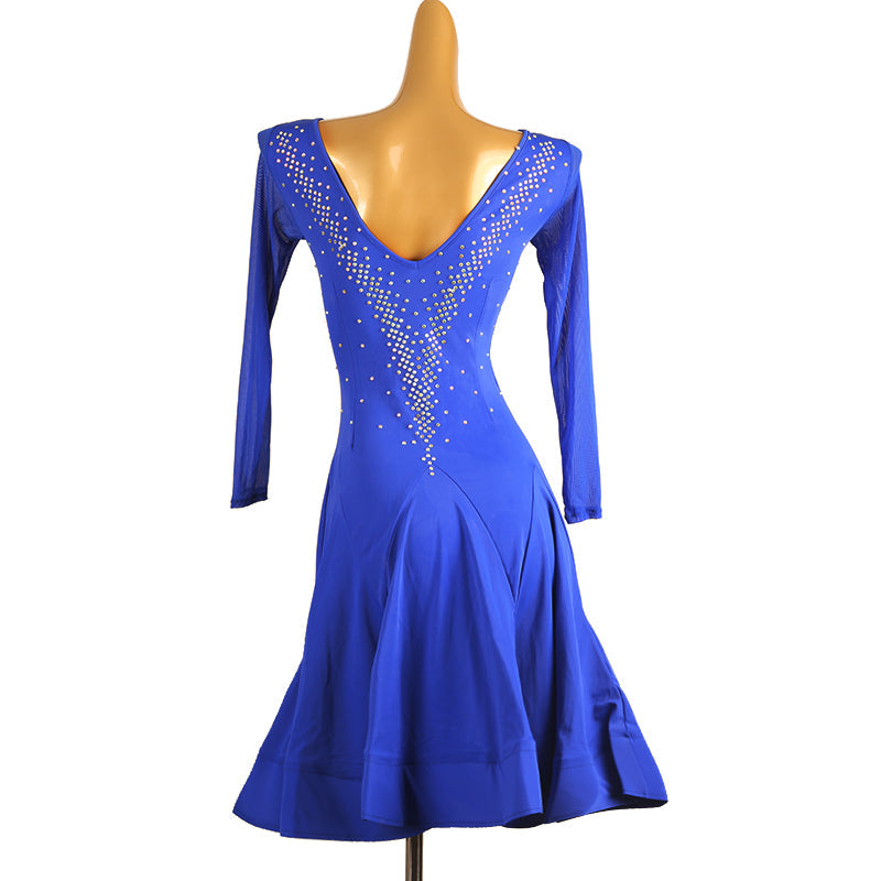 Customisable-Women's Navy Blue Round Neck Dance Wear Dance Dress Performance Wear