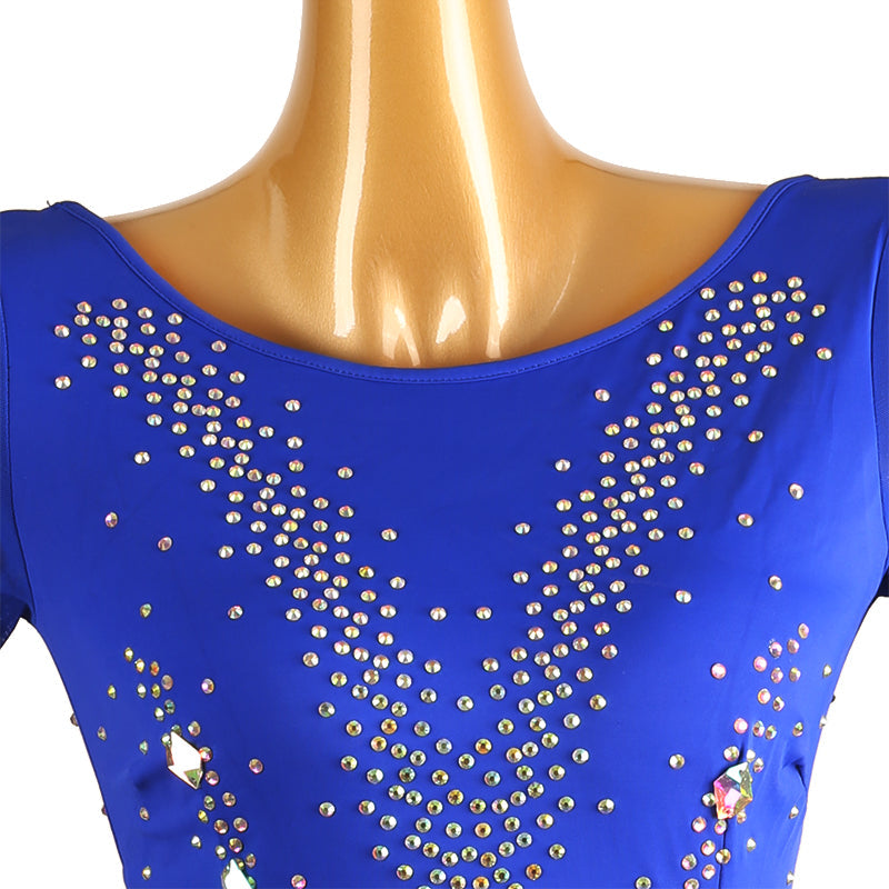 Customisable-Women's Navy Blue Round Neck Dance Wear Dance Dress Performance Wear