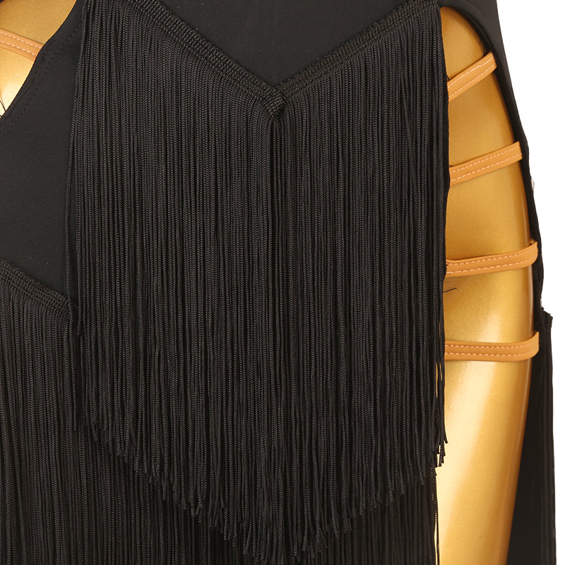 Customisable-Women's Long Sleeve Tassel Dance Wear Dance Dress Performance Wear