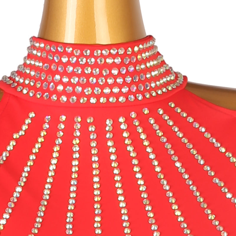 Customisable-Women's Long Sleeve Tassel Dance Wear Dance Dress Performance Wear