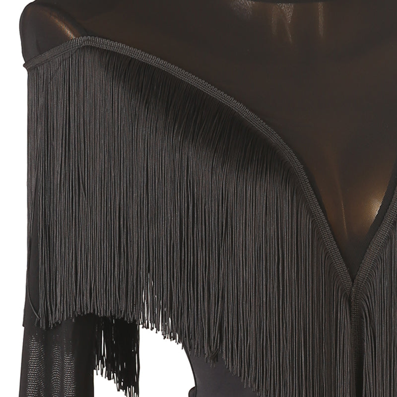 Customisable-Women's Black Long Sleeve Dance Wear Dance Dress Performance Wear