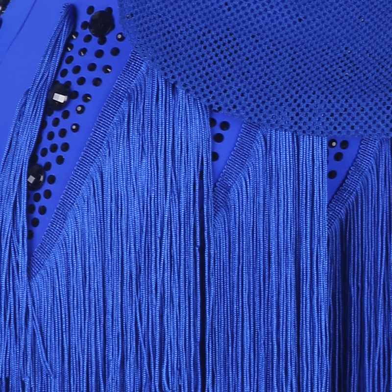 YZY Customisable-Women's Roayl Blue Tassel DanceWear Dance Dress Performance Wear