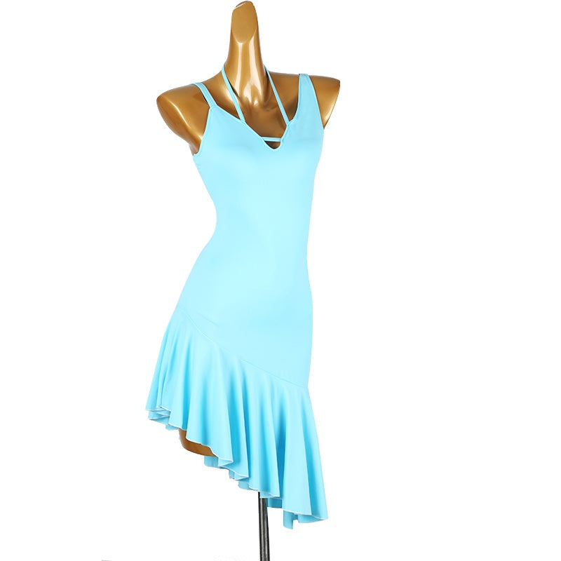 YZY Customisable-Women's Light Blue Ruffle DanceWear Dance Dress Performance Wear