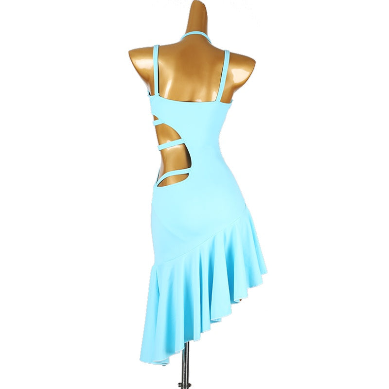 YZY Customisable-Women's Light Blue Ruffle DanceWear Dance Dress Performance Wear