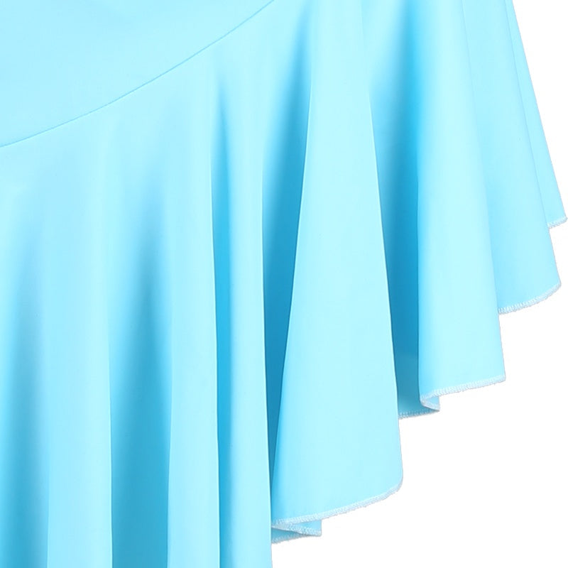YZY Customisable-Women's Light Blue Ruffle DanceWear Dance Dress Performance Wear