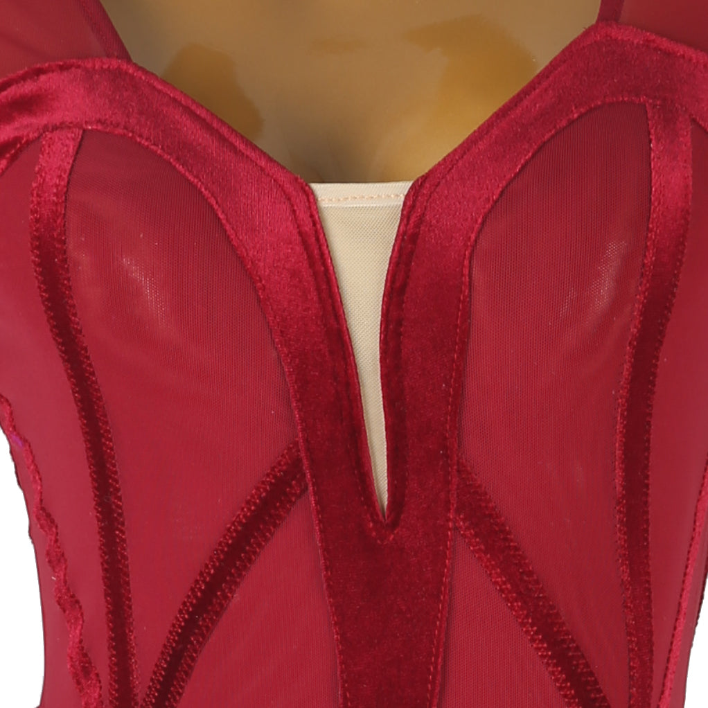 YZY Customisable-Women's Red Long Sleeve Tassel DanceWear Dance Dress Performance Wear