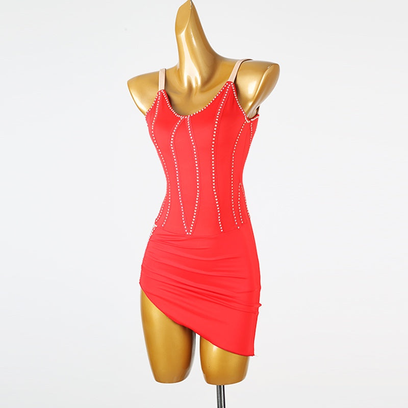 YZY Customisable-Women's Red DanceWear Dance Dress Performance Wear