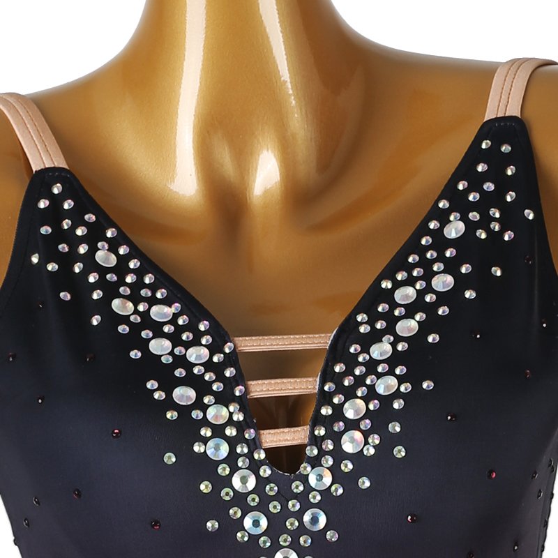 YZY Customisable-Women's Black Tassel DanceWear Dance Dress Performance Wear