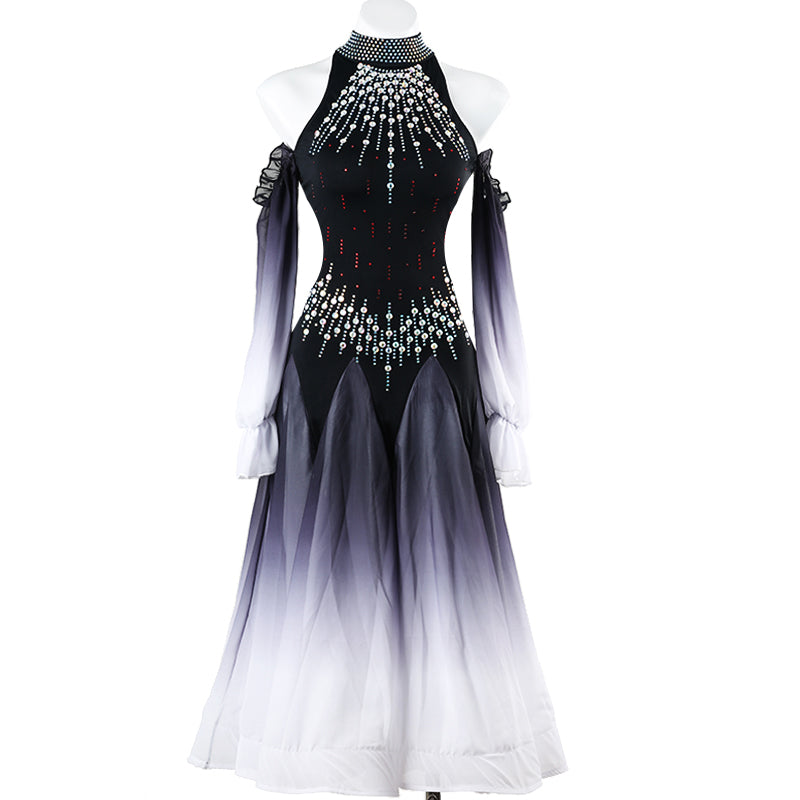 Customisable-Women's Off Shoulder Modern Dance Performance Dress Ballroom Dance Dress