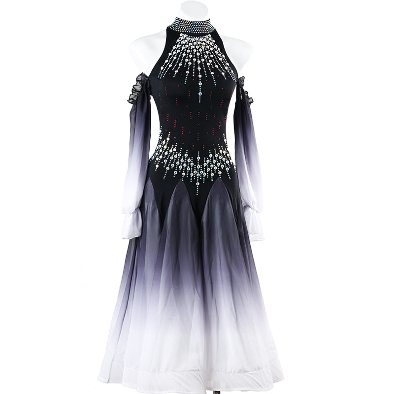 Customisable-Women's Off Shoulder Modern Dance Performance Dress Ballroom Dance Dress