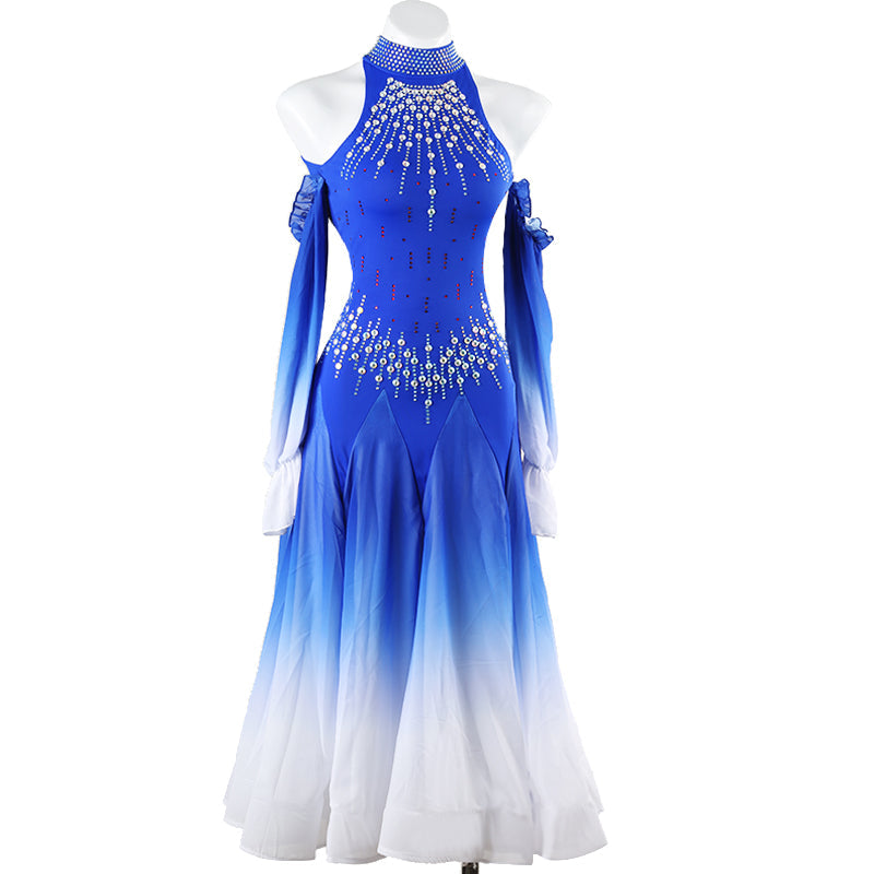 Customisable-Women's Off Shoulder Modern Dance Performance Dress Ballroom Dance Dress