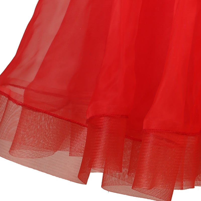 Customisable-Women's Long Sleeve Red Tassel Modern Dance Performance Dress Ballroom Dance Dress
