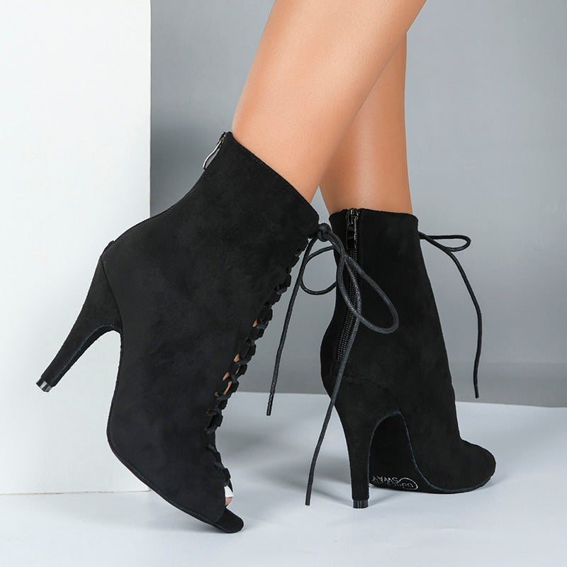 DS Women's Suede Customized Heel Heels Dancer Boots Jazz Salsa Dancing Shoes