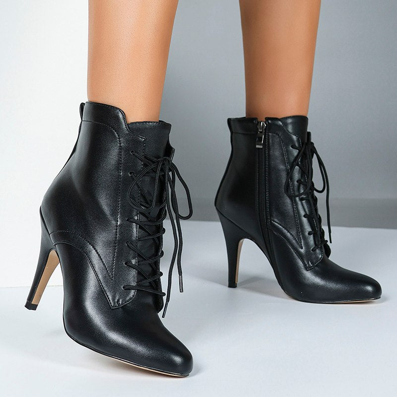 Women's Rubber Sole Customized Heel Rubber Sole  Jazz Shoes Lace-up Dance Heels Boots