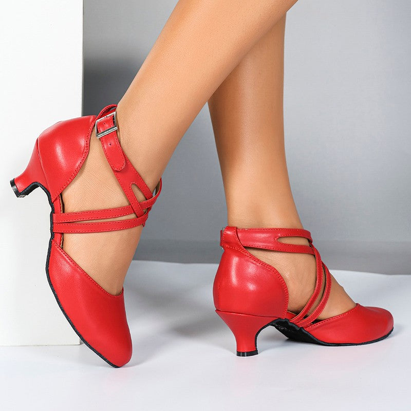 Women's Real Leather Customized Heel Ballroom Dance Shoes Retro Dancing Shoes