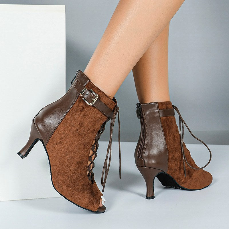DS Women's Suede Customized Heel Dance Boots Heel Heels Dance Boots Jazz Salsa Dancing Shoes