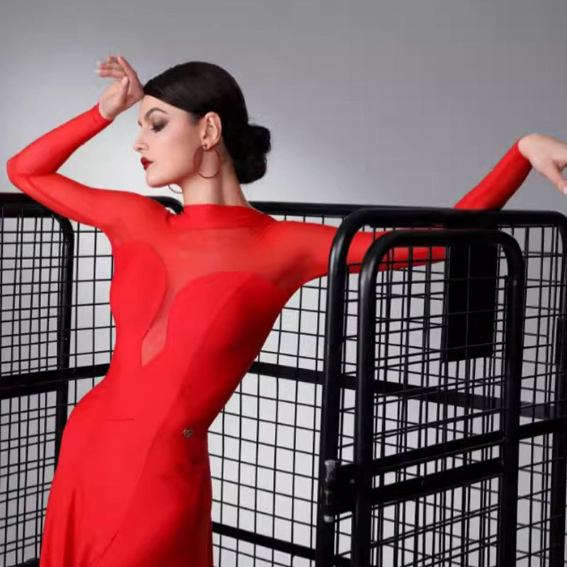 TID Customisable Women's Long Sleeve Dance Dresses Performance Competition Dancewear