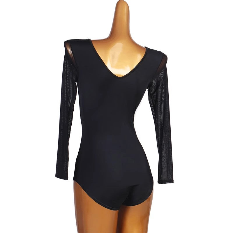 YZY Women's V-neck Long Sleeve Latin Dance Tops Ballroom Dance Wear