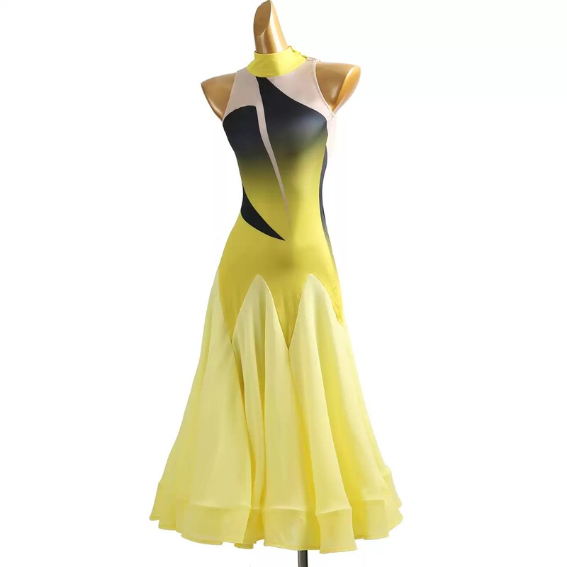 YZY Customisable-Women's Yellow Sleeveless DanceWear Dance Dress Performance Wear