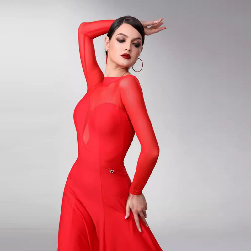 TID Customisable Women's Long Sleeve Dance Dresses Performance Competition Dancewear