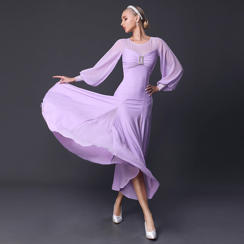 TID Customisable Women's Long Sleeve Dance Dresses Performance Competition Dancewear