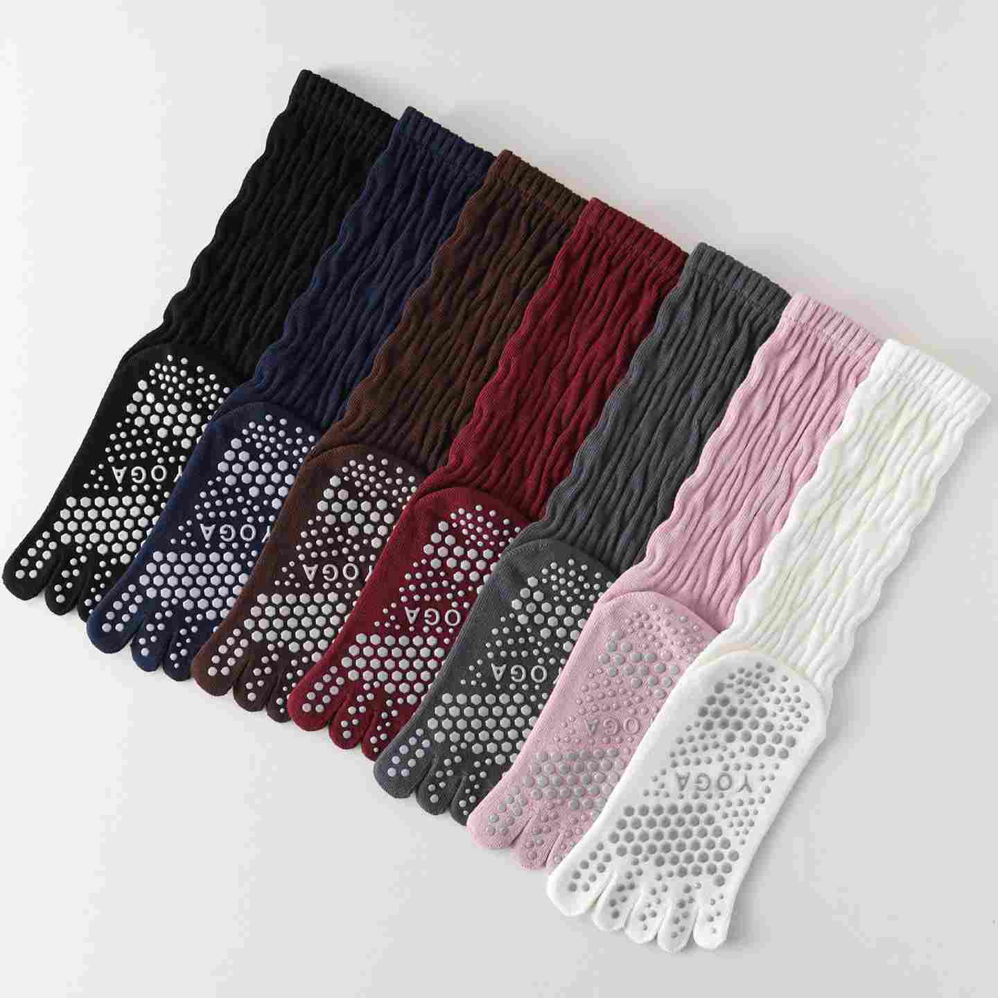 Five-Toe Split Yoga Pilates Knit Cotton Grip Short Socks