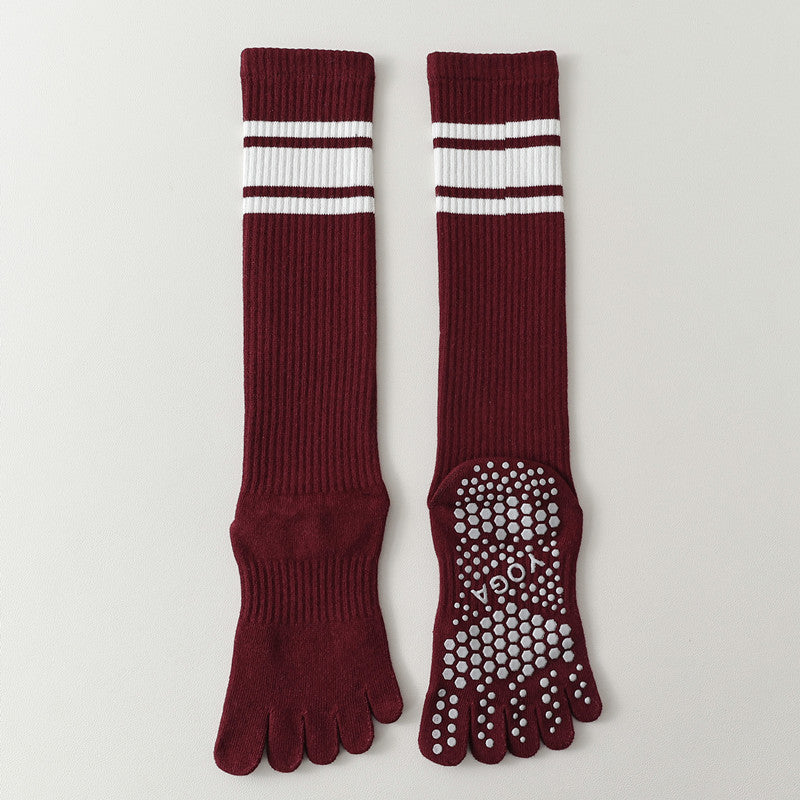 Five-Toe Split Yoga Pilates Knit Cotton Grip Long Socks