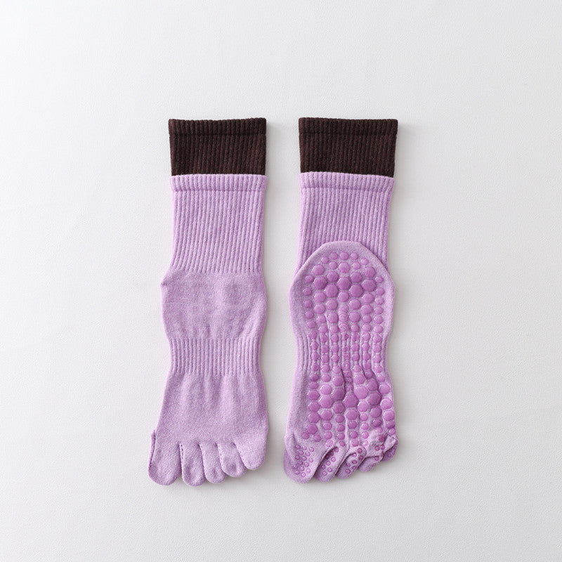 Five-Toe Split Yoga Pilates Knit Cotton Grip Short Socks