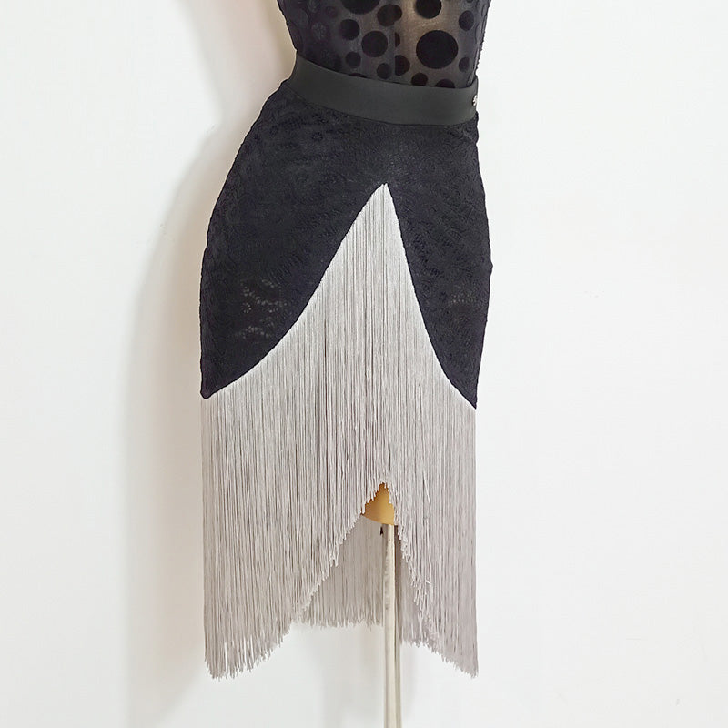 Women's Milk Silk Tassel Dance Skirt Training Performance Dancewear