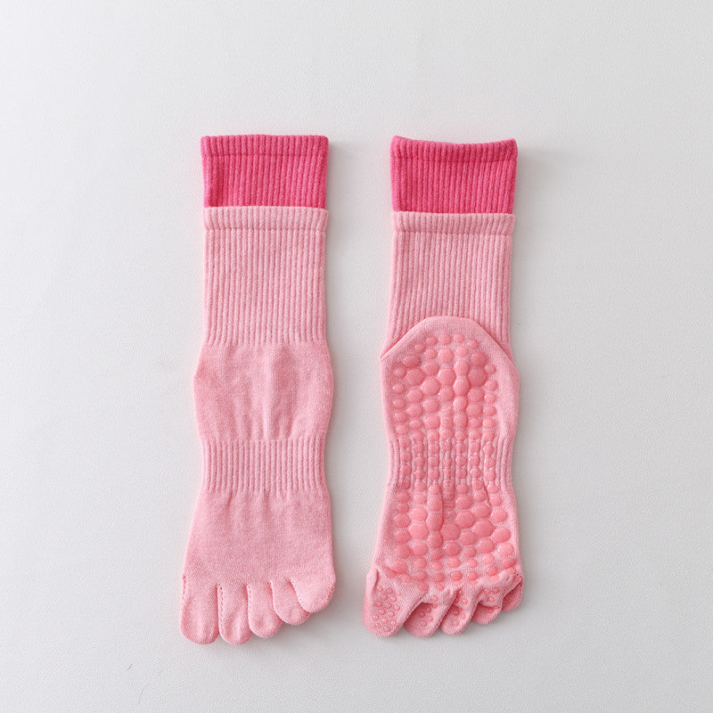 Five-Toe Split Yoga Pilates Knit Cotton Grip Short Socks