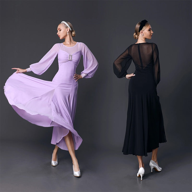 TID Customisable Women's Long Sleeve Dance Dresses Performance Competition Dancewear