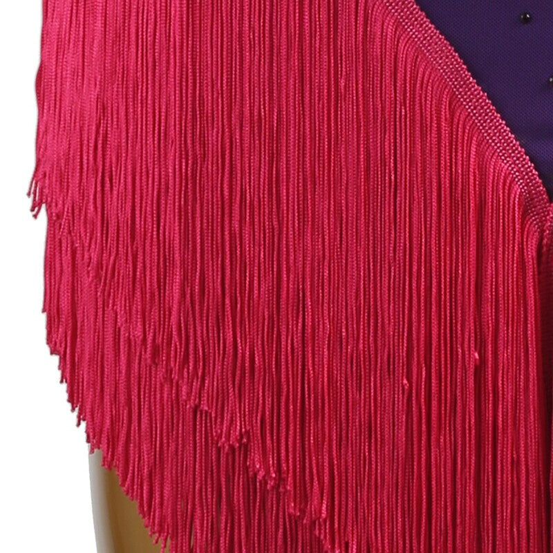 YZY Customisable-Women's Fuchsia-Purple Tassel DanceWear Dance Dress Performance Wear