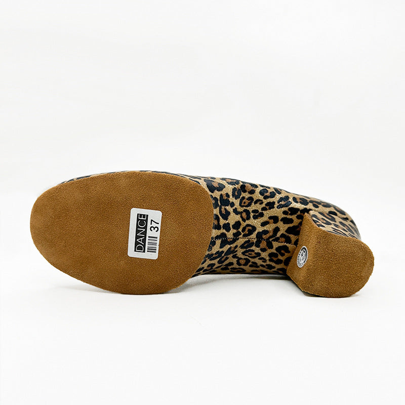 KCDANCE Women's Leopard Print Velvet 5cm Heel With Lace-up Teaching & Practice Dance Shoes