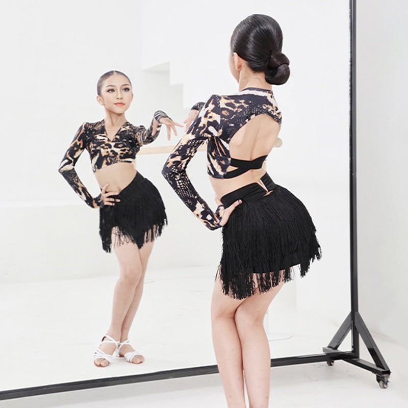 Z Girls Milk Silk Tassel Latin Dance Skirt Dance Wear