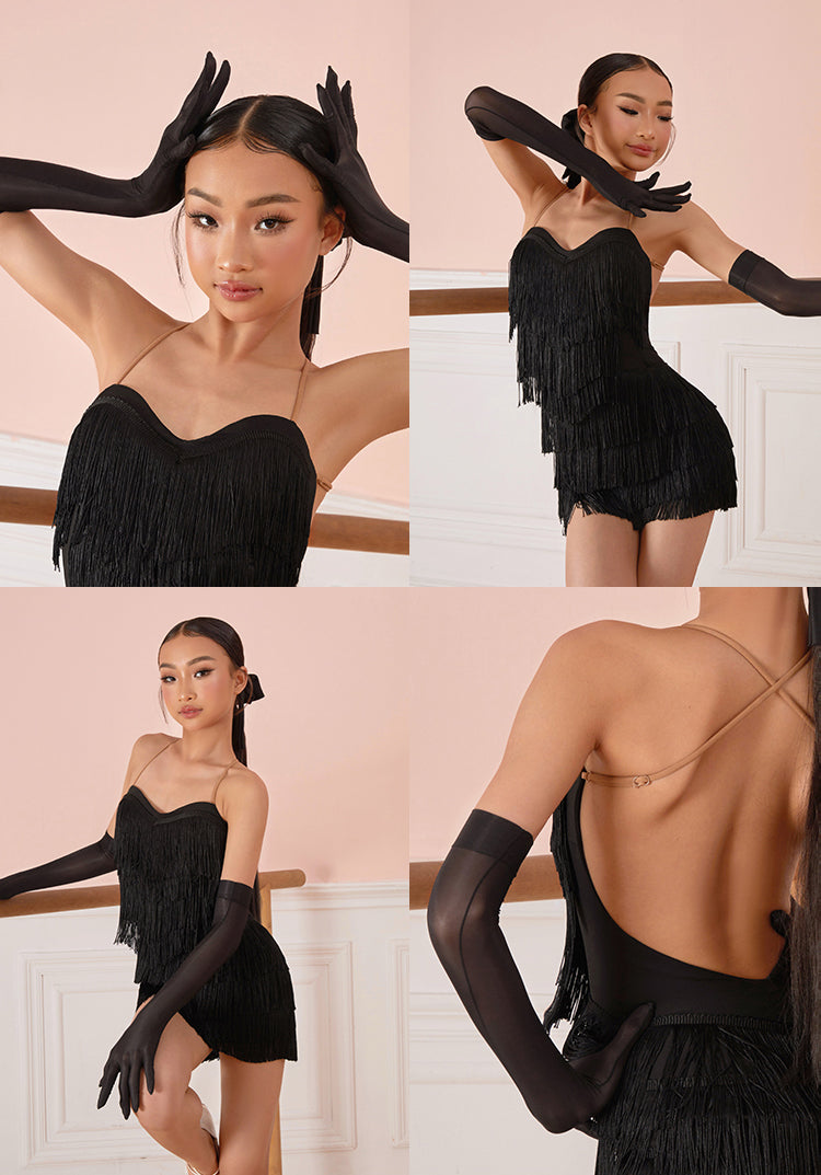 Z Girl's Black Gloves Latin Dance Accessories